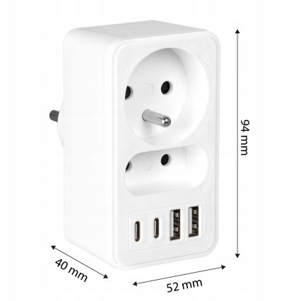 Maitinimo adapteris su 2 lizdais + 2xUSB-C + 2xUSB-A
