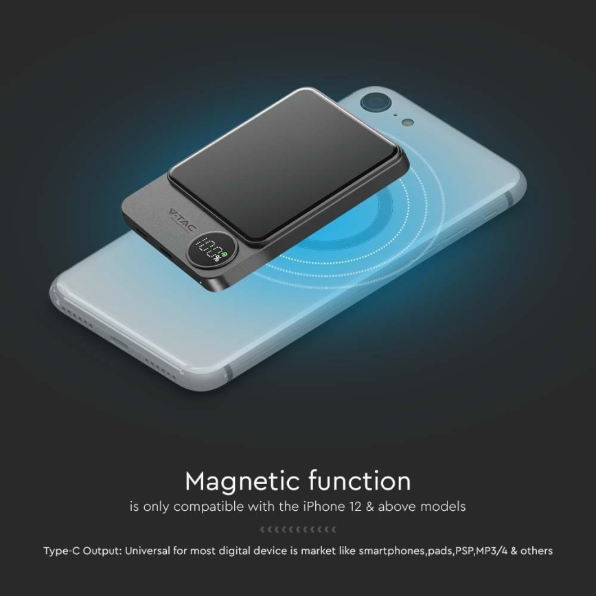 Maitinimo bankas su magnetiniu ekranu Power Delivery 10000mAh/20W/5V juodas