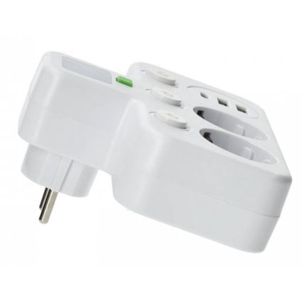 Maitinimo juosta LINEA PRO su jungikliu ir LED apšvietimu, 2 SCHUKO tipo lizdai + 3x USB A/C, 4000 K, balta