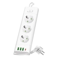 Maitinimo juosta su jungikliu LINEA PRO 3x230V + 3xUSB-A + 1xUSB-C SCHUKO 1,5 m balta