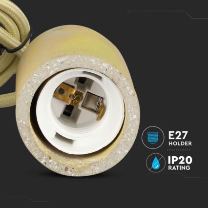 Maitinimo laidas 1xE27/60W/230V betonas/geltona