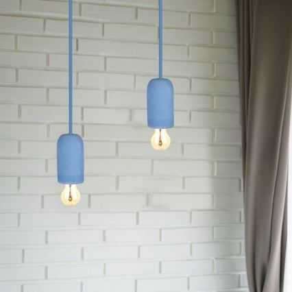 Maitinimo laidas 1xE27/60W/230V betonas/mėlyna