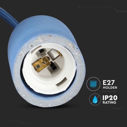 Maitinimo laidas 1xE27/60W/230V betonas/mėlyna