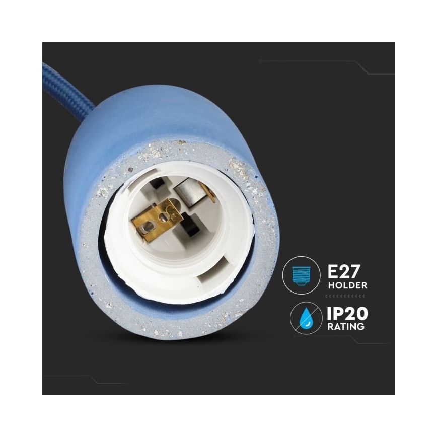 Maitinimo laidas 1xE27/60W/230V betonas/mėlyna