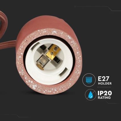 Maitinimo laidas 1xE27/60W/230V betonas/raudona