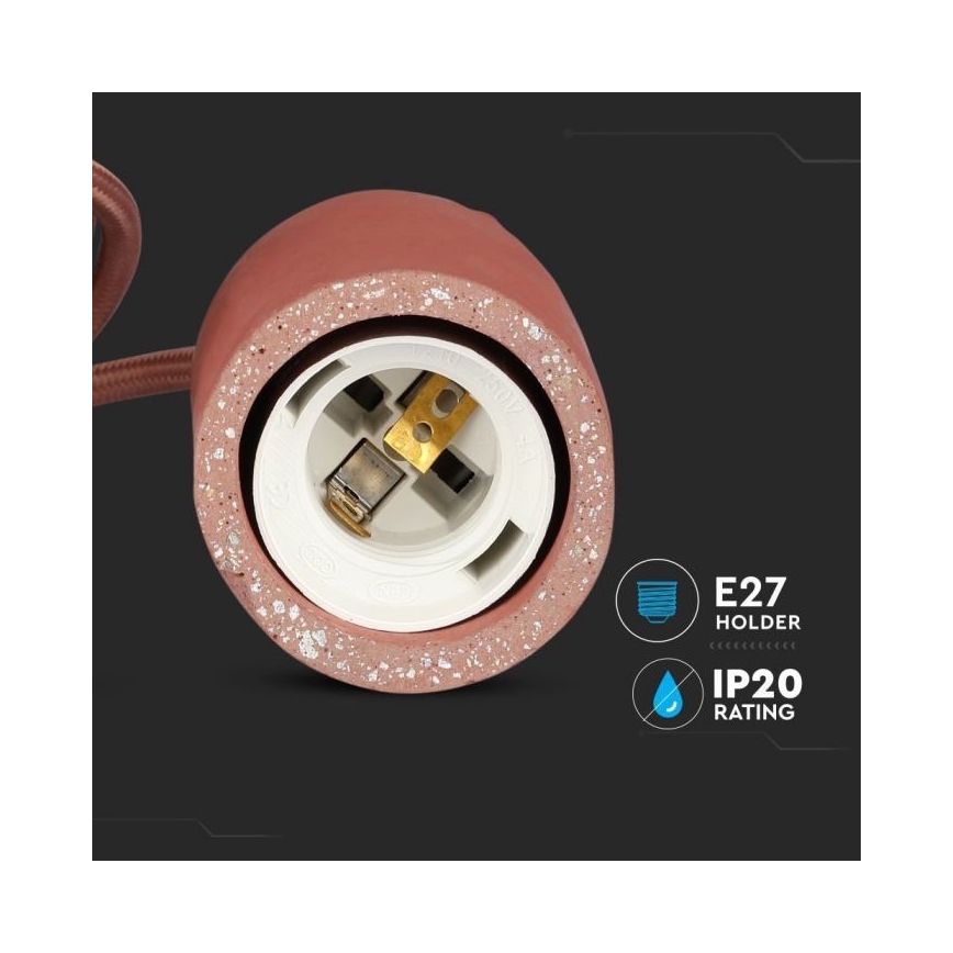 Maitinimo laidas 1xE27/60W/230V betonas/raudona