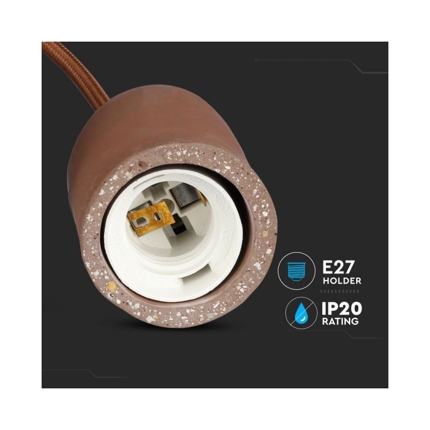 Maitinimo laidas 1xE27/60W/230V betonas/ruda