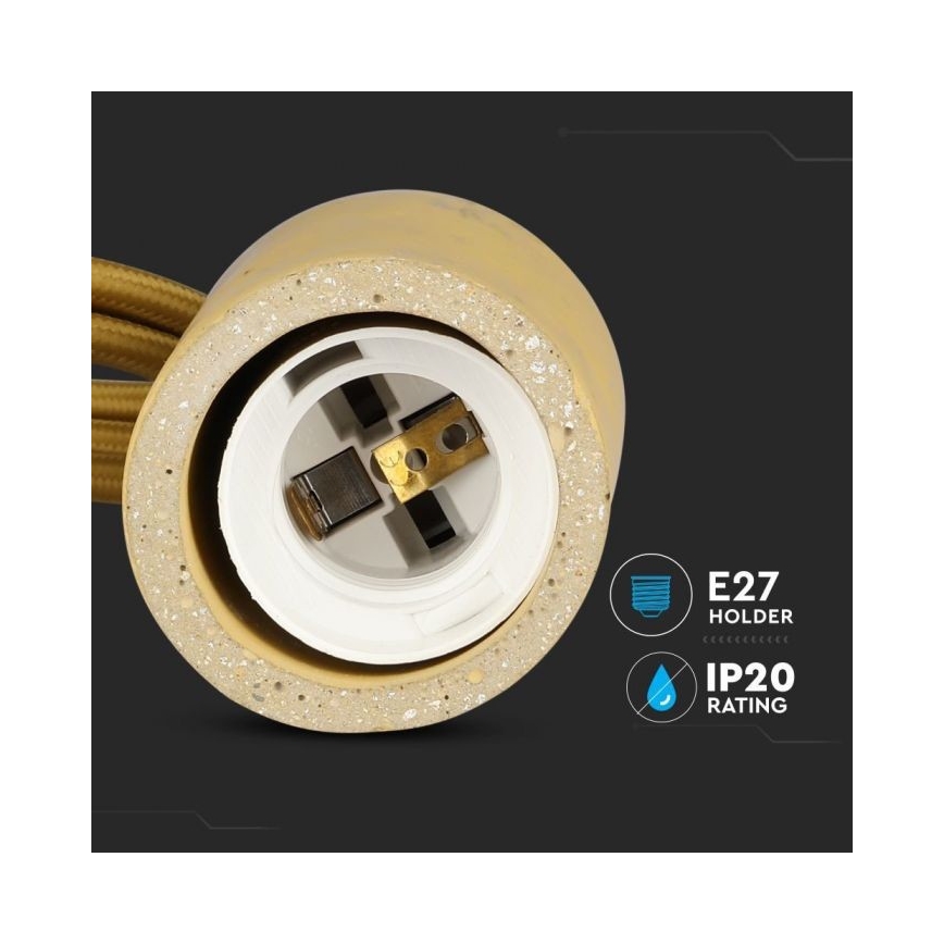 Maitinimo laidas 1xE27/60W/230V betonas/smėlio spalva
