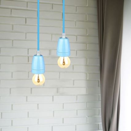 Maitinimo laidas 1xE27/60W/230V mėlyna/porcelianas