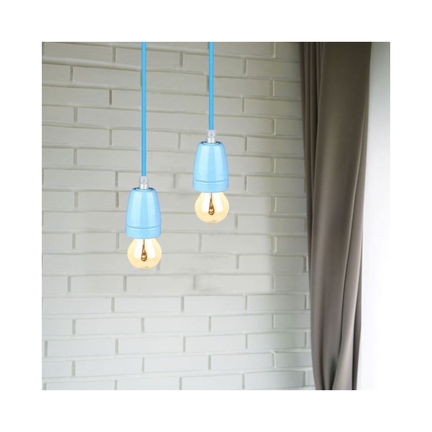 Maitinimo laidas 1xE27/60W/230V mėlyna/porcelianas
