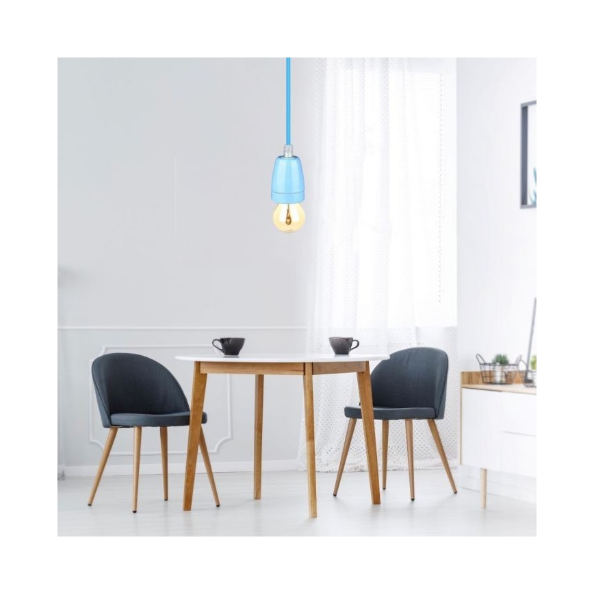 Maitinimo laidas 1xE27/60W/230V mėlyna/porcelianas