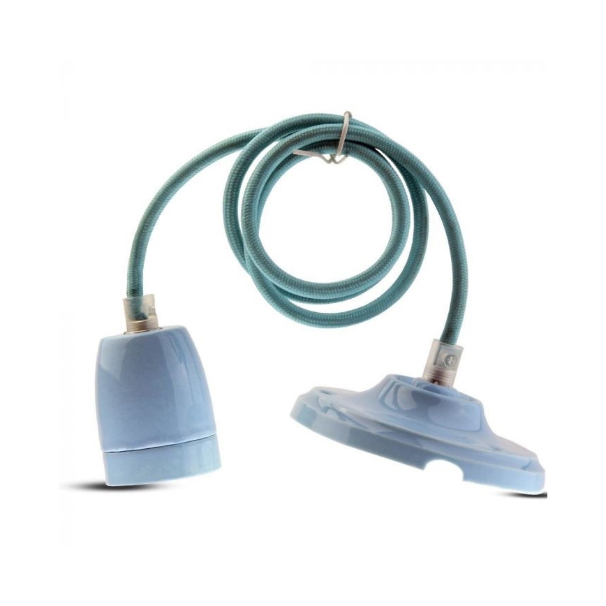 Maitinimo laidas 1xE27/60W/230V mėlyna/porcelianas