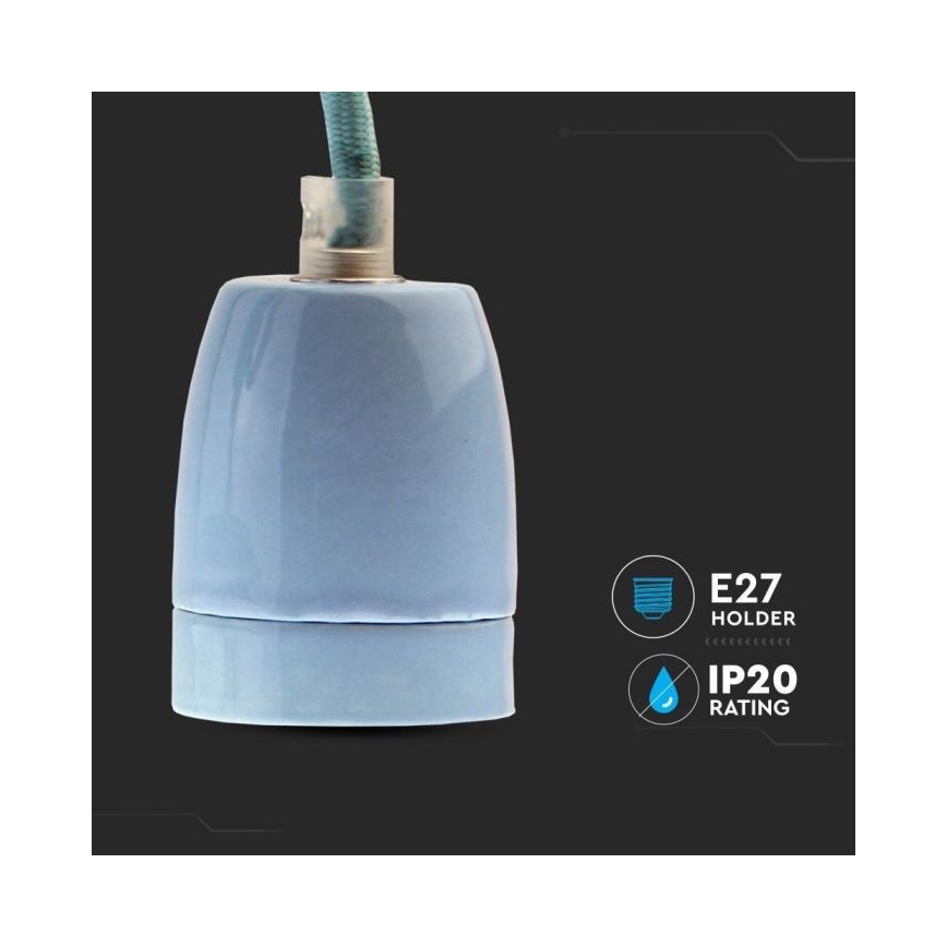 Maitinimo laidas 1xE27/60W/230V mėlyna/porcelianas