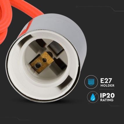 Maitinimo laidas 1xE27/60W/230V oranžinė/blizgus chromas