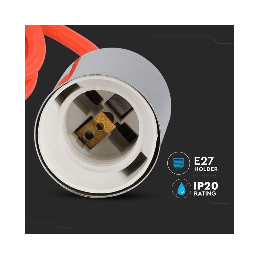Maitinimo laidas 1xE27/60W/230V oranžinė/blizgus chromas