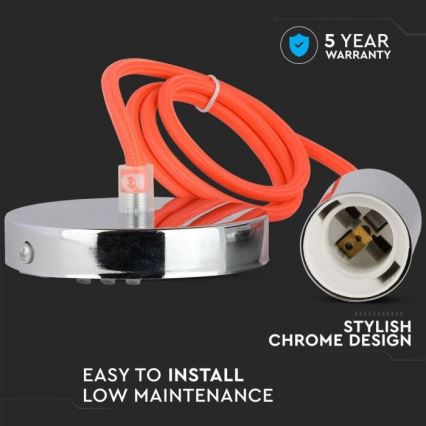 Maitinimo laidas 1xE27/60W/230V oranžinė/blizgus chromas