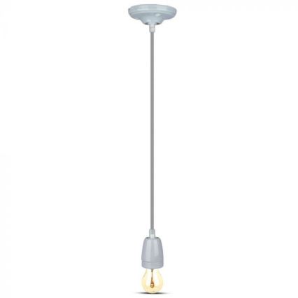 Maitinimo laidas 1xE27/60W/230V pilka/porcelianas