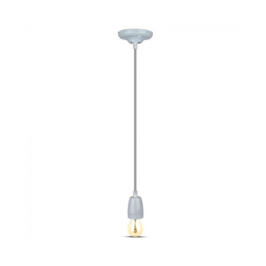 Maitinimo laidas 1xE27/60W/230V pilka/porcelianas