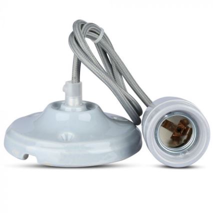 Maitinimo laidas 1xE27/60W/230V pilka/porcelianas
