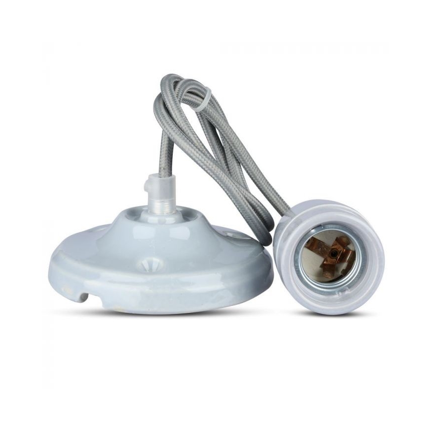 Maitinimo laidas 1xE27/60W/230V pilka/porcelianas