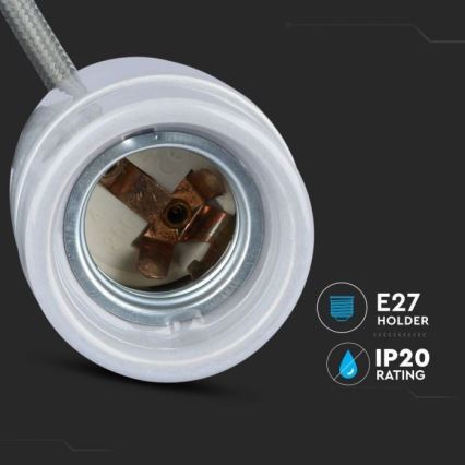Maitinimo laidas 1xE27/60W/230V pilka/porcelianas