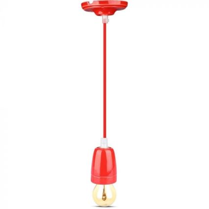Maitinimo laidas 1xE27/60W/230V raudona/porcelianas