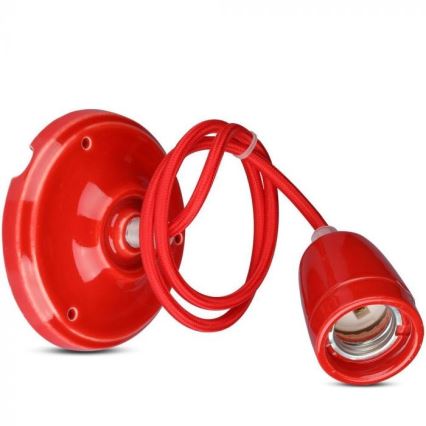 Maitinimo laidas 1xE27/60W/230V raudona/porcelianas