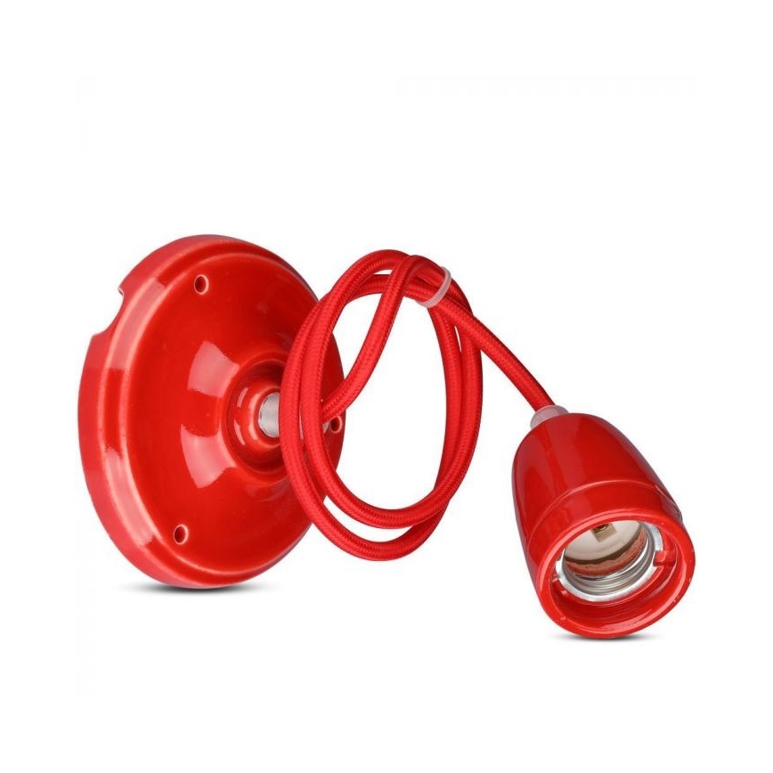 Maitinimo laidas 1xE27/60W/230V raudona/porcelianas