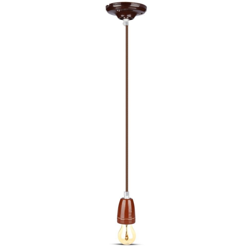 Maitinimo laidas 1xE27/60W/230V ruda/porcelianas