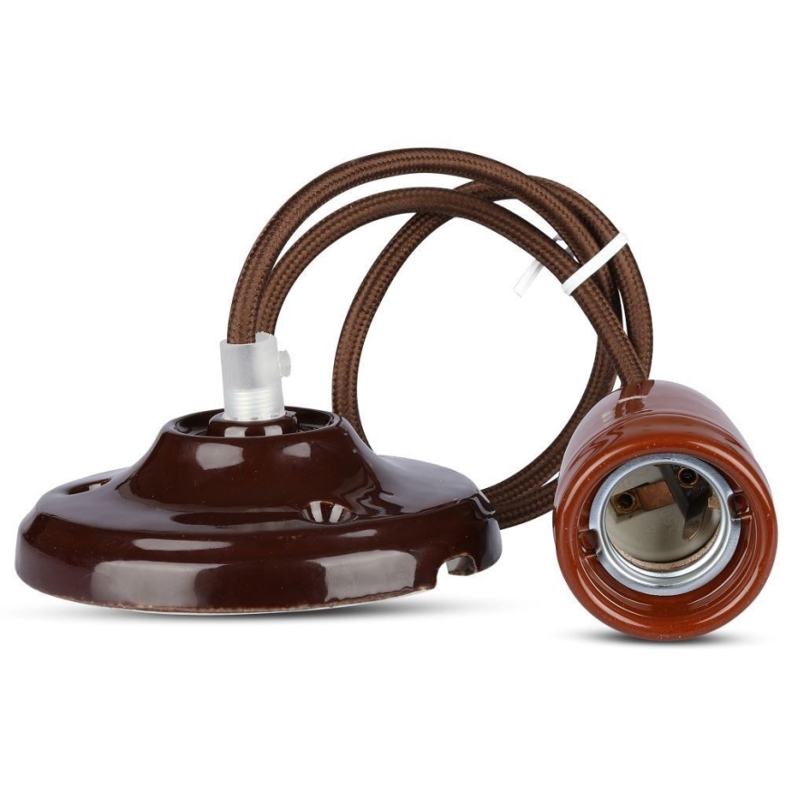 Maitinimo laidas 1xE27/60W/230V ruda/porcelianas
