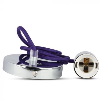 Maitinimo laidas 1xE27/60W/230V violetinė/blizgus chromas