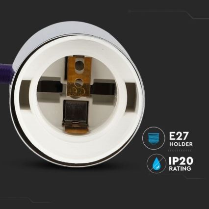 Maitinimo laidas 1xE27/60W/230V violetinė/blizgus chromas