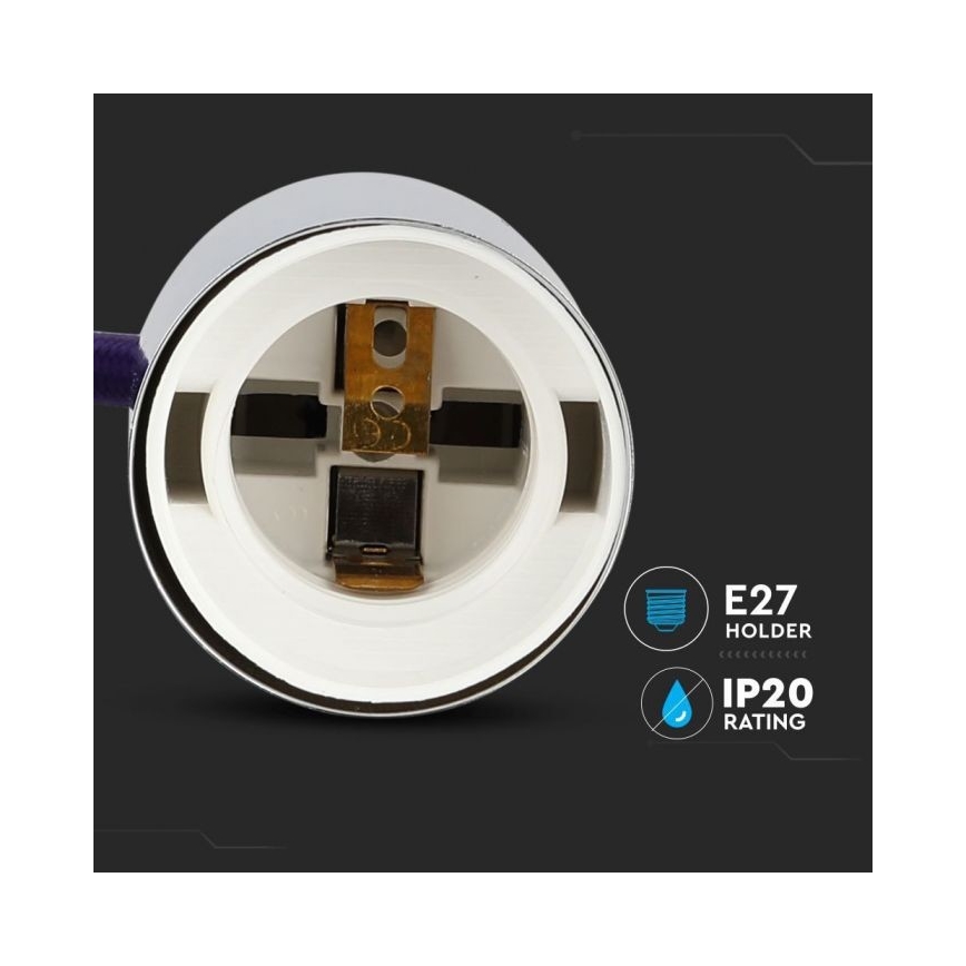 Maitinimo laidas 1xE27/60W/230V violetinė/blizgus chromas