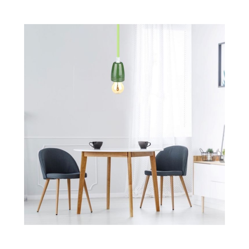 Maitinimo laidas 1xE27/60W/230V žalia/porcelianas