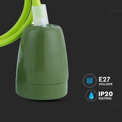 Maitinimo laidas 1xE27/60W/230V žalia/porcelianas