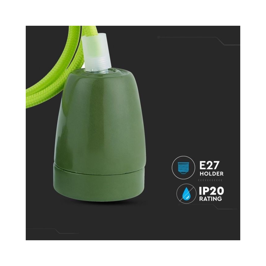 Maitinimo laidas 1xE27/60W/230V žalia/porcelianas