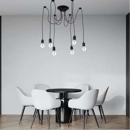 Maitinimo laidas 6xE27/60W/230V voras juoda