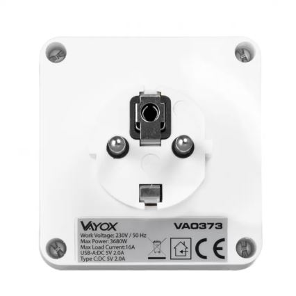 2 lizdų skirstomoji rozetė su USB-C ir USB-A bei LED apšvietimu LED/0,5W/230V 3000K
