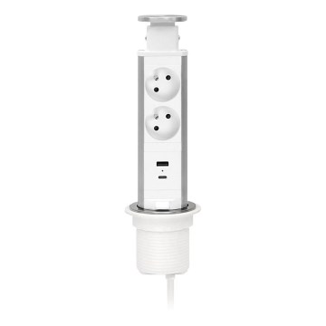 Maitinimo stulpelis stalo paviršiui 2x230V + USB-A + USB-C
