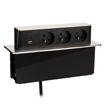 Maitinimo stulpelis stalviršiui 3x230V + USB-A + USB-C