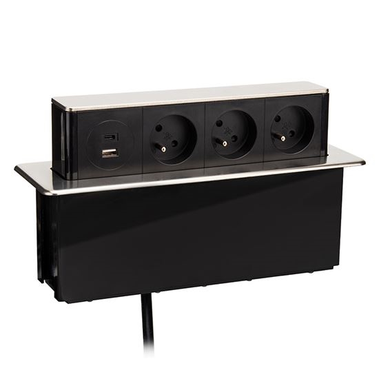 Maitinimo stulpelis stalviršiui 3x230V + USB-A + USB-C