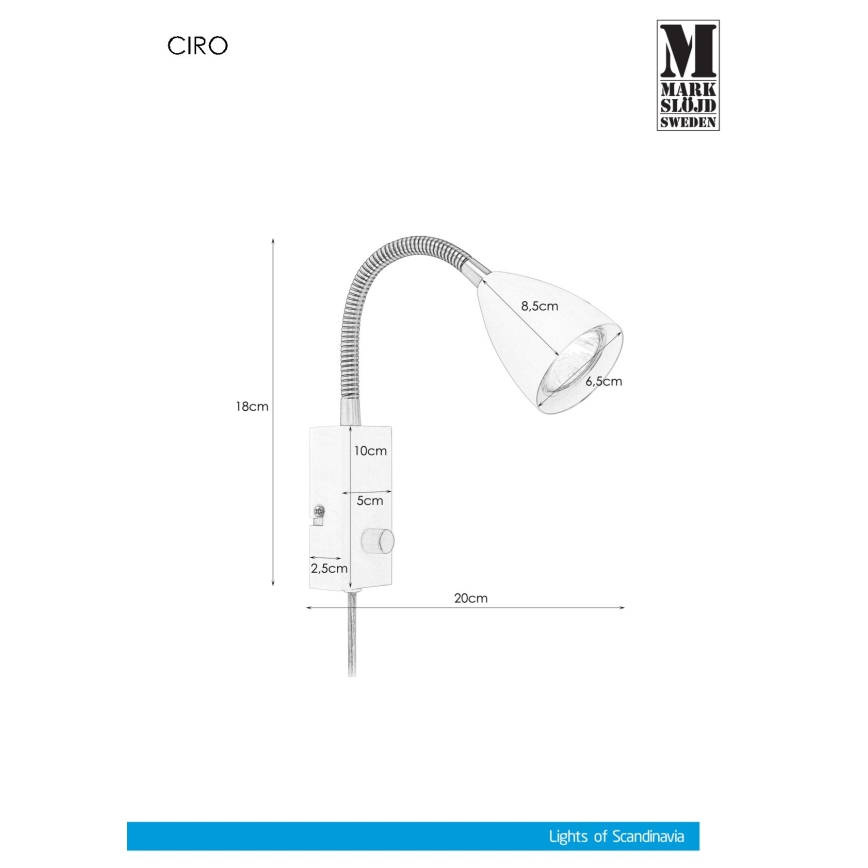 Markslöjd 106588 - Pritemdomas sieninis šviestuvas CIRO 1xGU10/7W/230V baltas