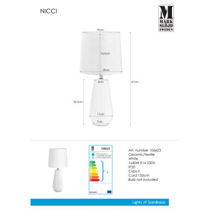 Markslöjd 106623 - Stalinis šviestuvas NICCI 1xE14/40W/230V