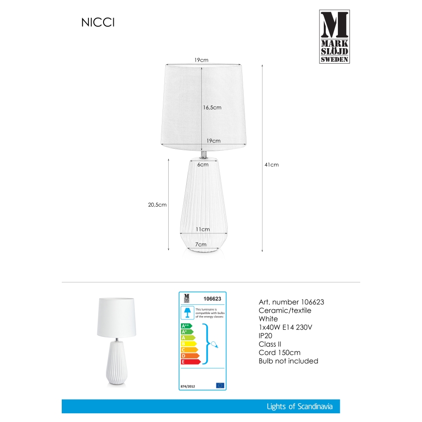 Markslöjd 106623 - Stalinis šviestuvas NICCI 1xE14/40W/230V