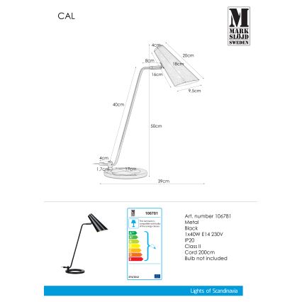 Markslöjd 106781 - Stalinis šviestuvas CAL 1xE14/40W/230V