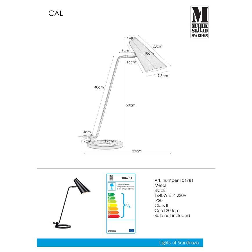 Markslöjd 106781 - Stalinis šviestuvas CAL 1xE14/40W/230V