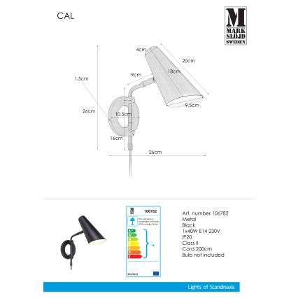Markslöjd 106782 - Sieninis šviestuvas CAL 1xE14/40W/230V