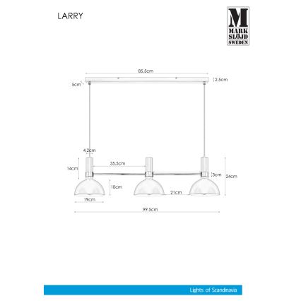 Markslöjd 106855 - Sietynas, kabinamas ant virvės LARRY 3xE27/60W/230V
