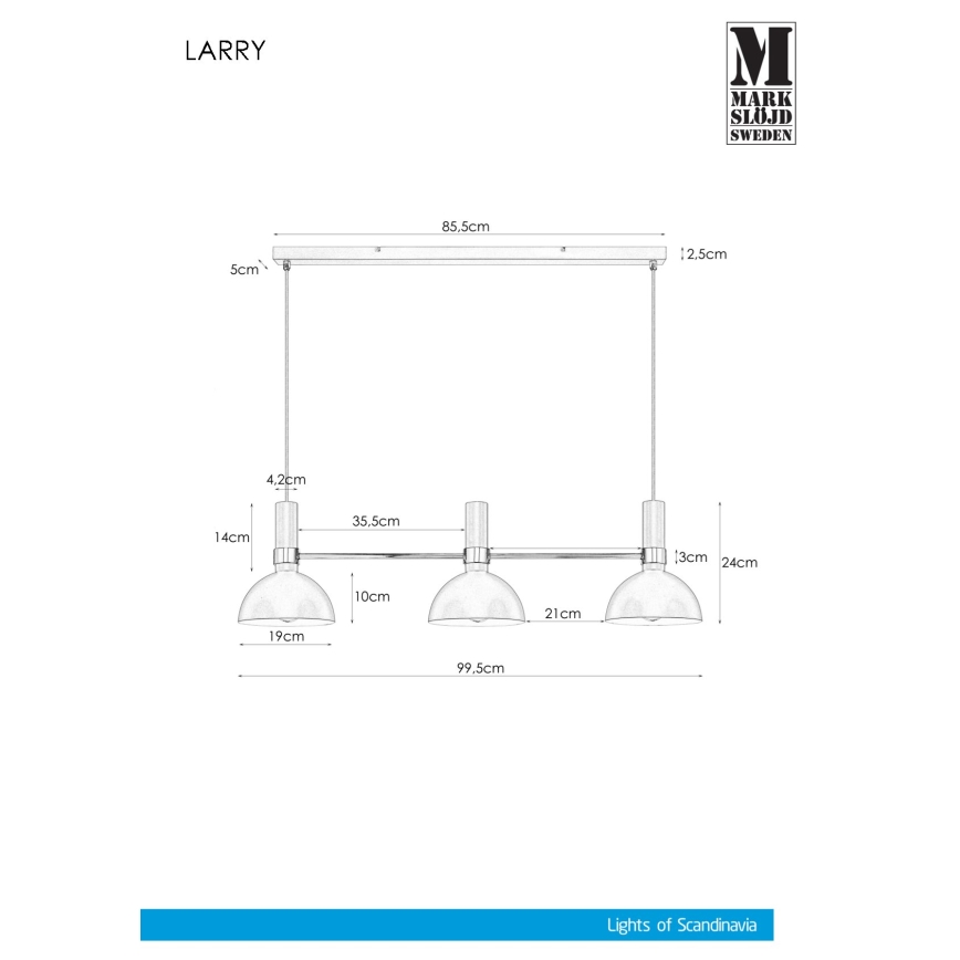 Markslöjd 106855 - Sietynas, kabinamas ant virvės LARRY 3xE27/60W/230V