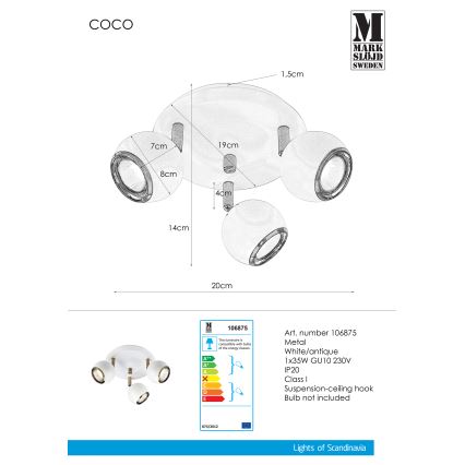 Markslöjd 106875 - Akcentinis šviestuvas COCO 3xGU10/35W/230V